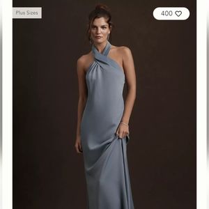 BHLDN Ruby Twist Halter Satin Gown (Charmeuse)